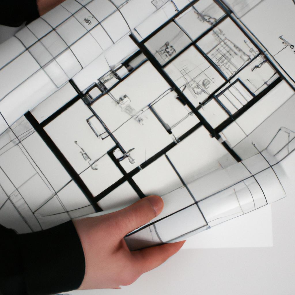 Person holding architectural blueprints