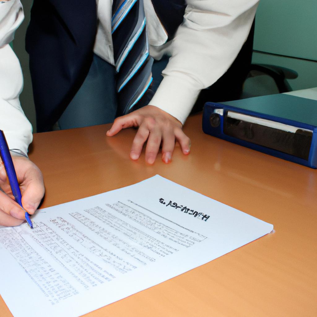 Person signing office lease contract